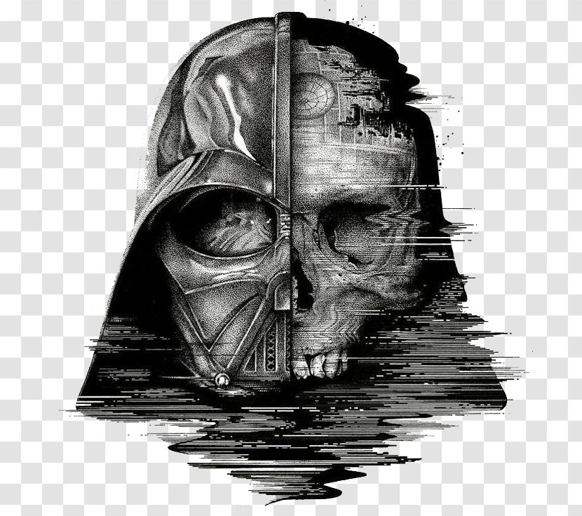 Anakin Skywalker Boba Fett Leia Organa Star Wars Miniatures - Monochrome - Black Hand Painted Skull Illustrator Transparent PNG