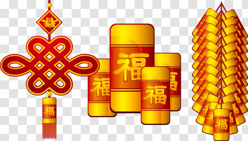 Tangyuan Chinese New Year Firecracker - Firecrackers Knot Vector Transparent PNG