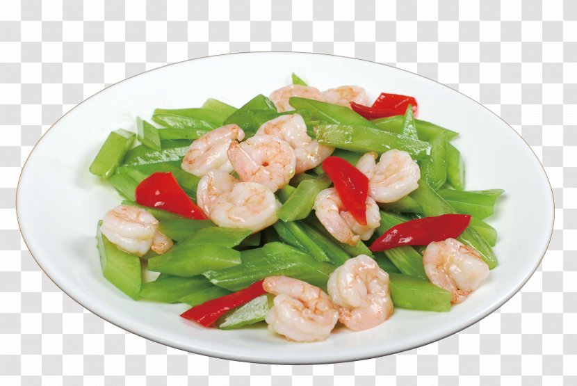 Celtuce Spinach Salad Wok Food - Seafood - Lettuce Mix Shrimp Transparent PNG
