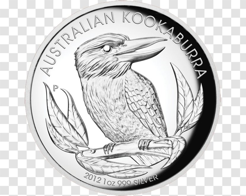 Perth Mint Commemorative Coin Australian Silver Kookaburra - Monochrome Transparent PNG