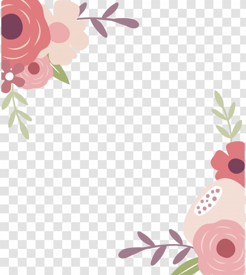 Paper Floral Design Greeting Card Flower - Hand Painted Border Transparent PNG