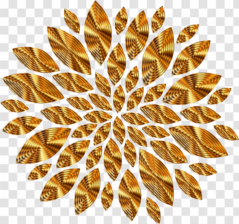 Flower Petal Clip Art - Gold Transparent PNG