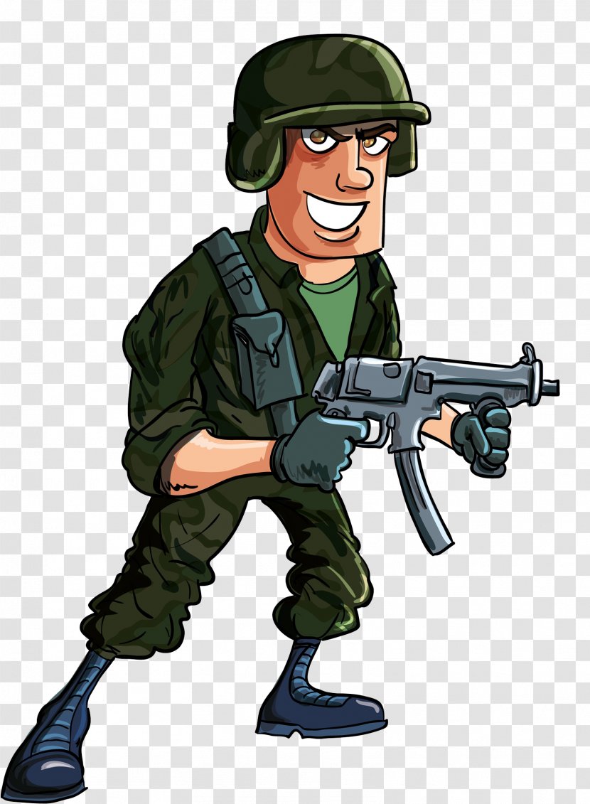 Soldier Cartoon Firearm Machine Gun - Silhouette - Soldiers Armed With Guns Transparent PNG
