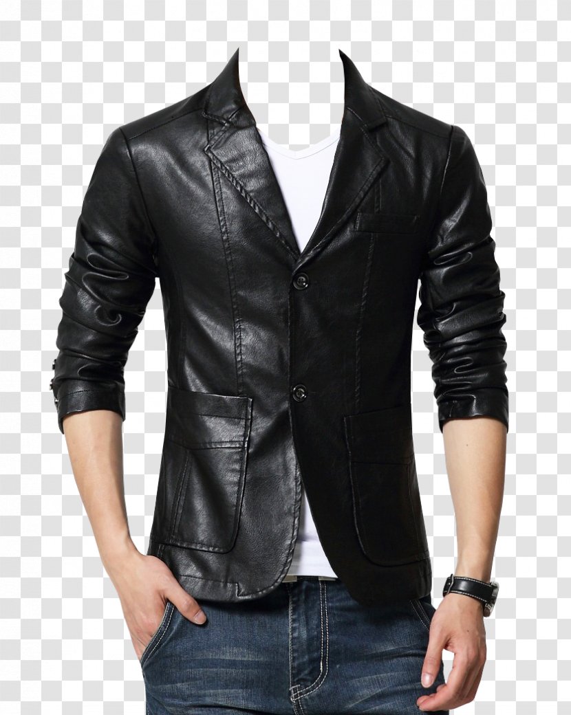 Leather Jacket Blazer Coat - Sleeve Transparent PNG