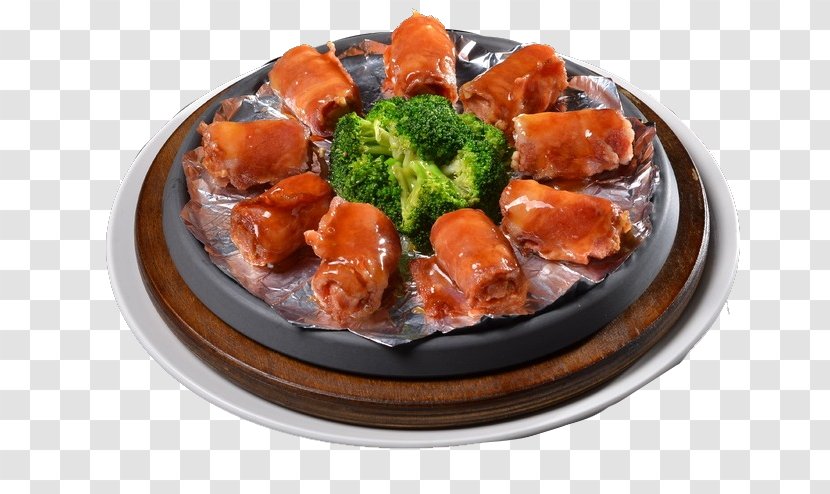 Teriyaki Teppanyaki Barbecue European Cuisine Japanese - Animal Source Foods - Juice Bacon Roll Transparent PNG