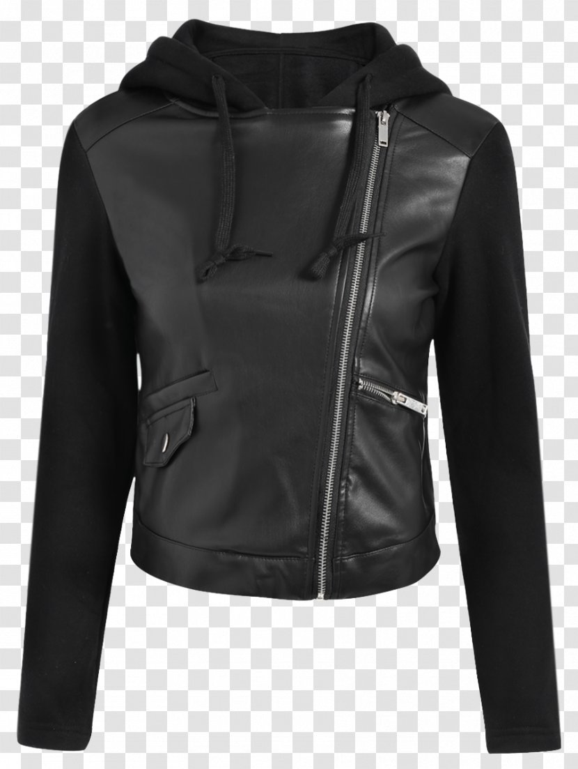 Leather Jacket Coat Clothing Sleeve - Textile - Hoodie Transparent PNG