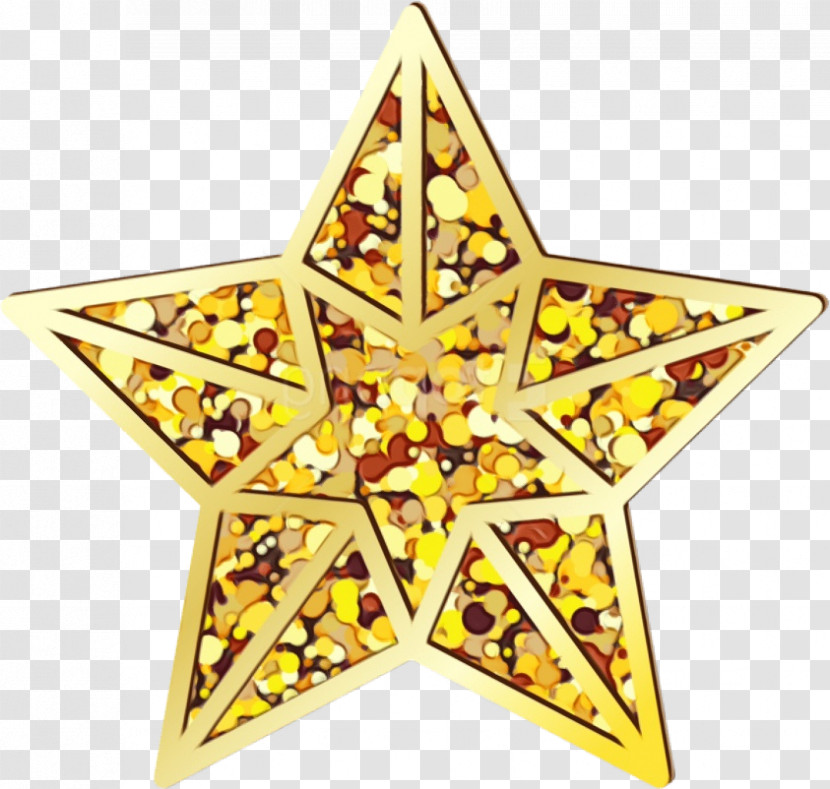 Yellow Star Holiday Ornament Triangle Metal Transparent PNG