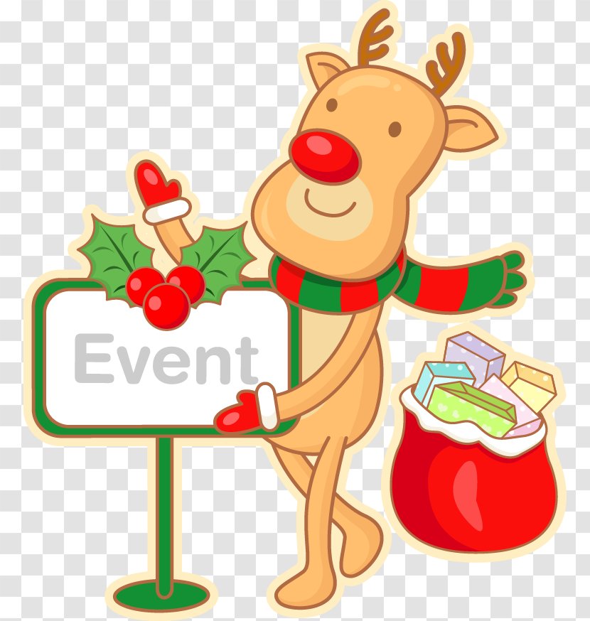Reindeer Christmas Ornament Elk Moose Clip Art - Vector Decoration Tag Transparent PNG