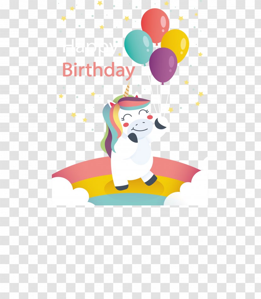 Party Birthday Unicorn - Fictional Character - A With Balloon Beam Transparent PNG