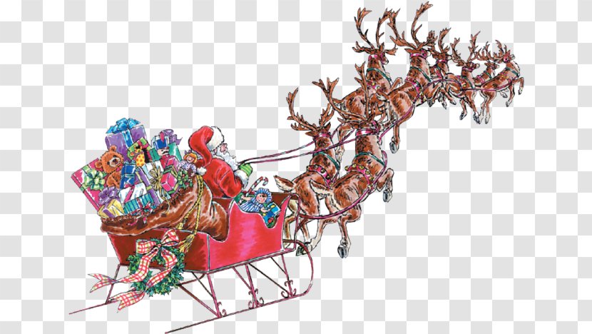 Santa Claus's Reindeer Rudolph Clip Art - Chariot - Flying Transparent PNG