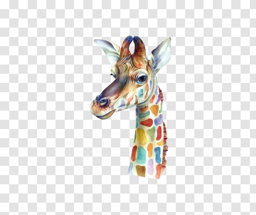Giraffe Watercolor Painting Canvas Printmaking - Print - Color Transparent PNG