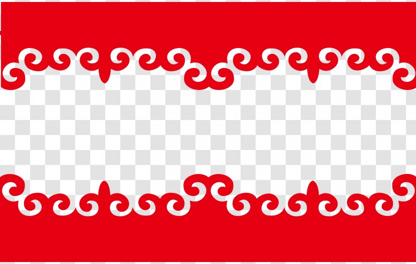 Chinese New Year Lunar Papercutting Red - Beautifully Simple Clouds Border Happy Transparent PNG