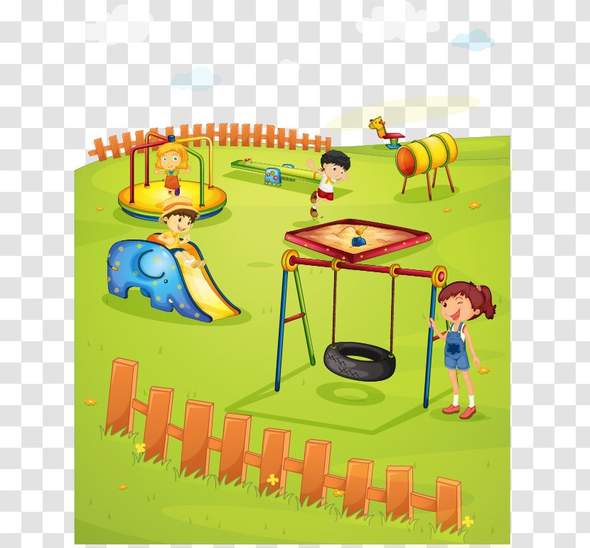 Schoolyard Playground Royalty-free Illustration - Yellow - Children Playing Vector Design Material Transparent PNG