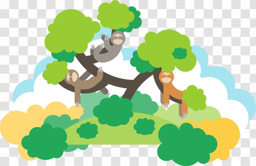 Sloth Euclidean Vector Illustration - World - Jungle Monkey Transparent PNG