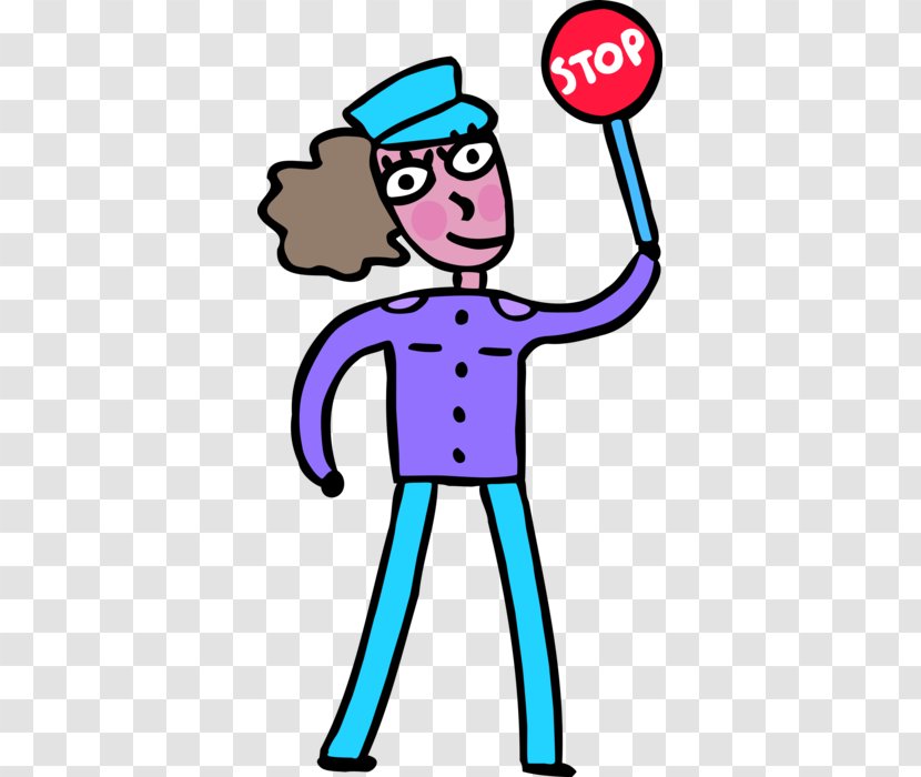 Clip Art Vector Graphics Illustration Image - Stop Sign - Female Crossing Guard Transparent PNG