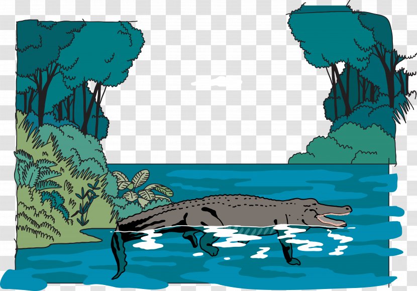 Amazon Rainforest Jungle Euclidean Vector Illustration - Crocodile Transparent PNG