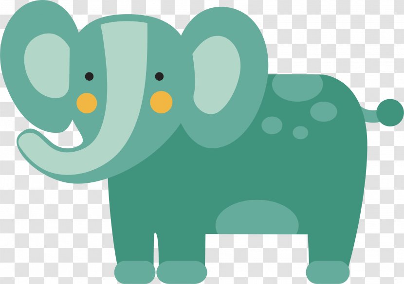 Indian Elephant Illustration - Green - Vector Transparent PNG