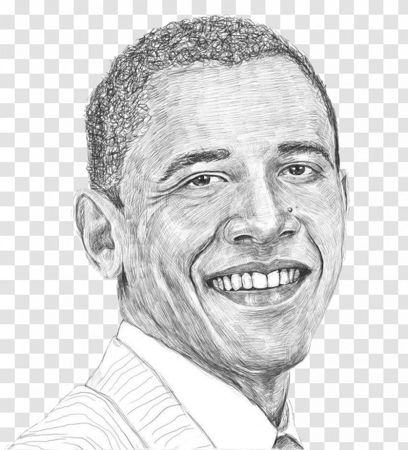 Barack Obama United States Painting Drawing Sketch - Line Art - American Portrait By Former President Transparent PNG