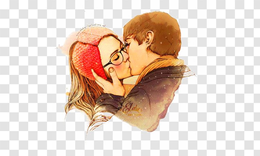 Love Drawing Illustration - Art - Brown Romantic Kiss Couple Decoration Pattern Transparent PNG