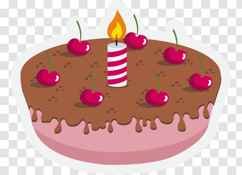 Birthday Cake Chocolate Cherry Torte Cheesecake - Vector Transparent PNG