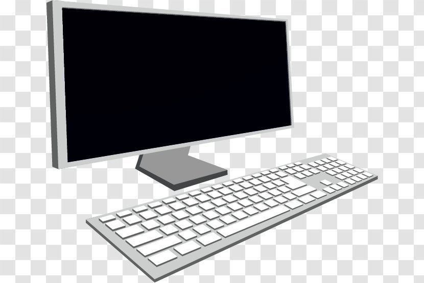 Computer Keyboard Mouse Monitor Desktop - Vector And Transparent PNG