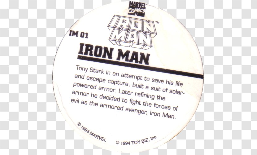 Iron Man Marvel Comics Toy Biz Milk Caps Entertainment Transparent PNG
