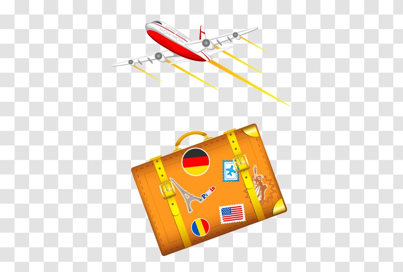 Airplane Suitcase Travel Baggage - Material - Hand Drawn Bags Transparent PNG