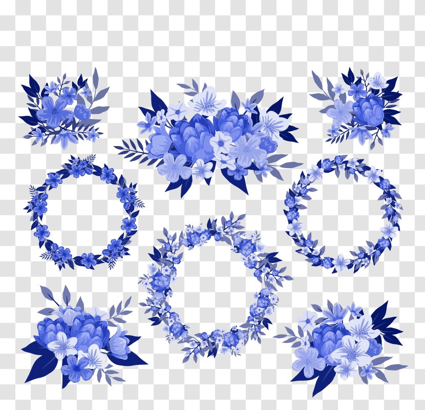 Blue Wreath Cut Flowers Floral Design - Electric Transparent PNG