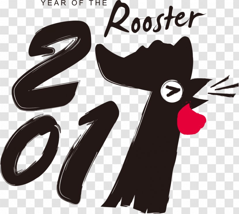 Rooster New Year Card Chinese Greeting Illustration - Christmas - Vector Black Cock Digits Of The Transparent PNG