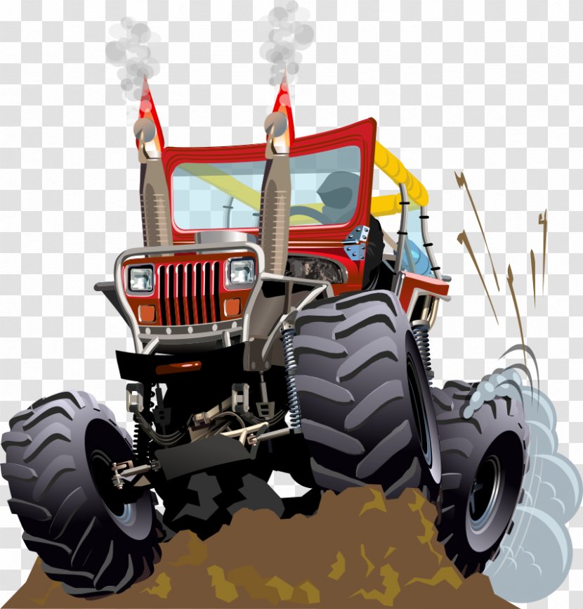 Tractor Clip Art - Automotive Tire - Vector Cartoon Transparent PNG