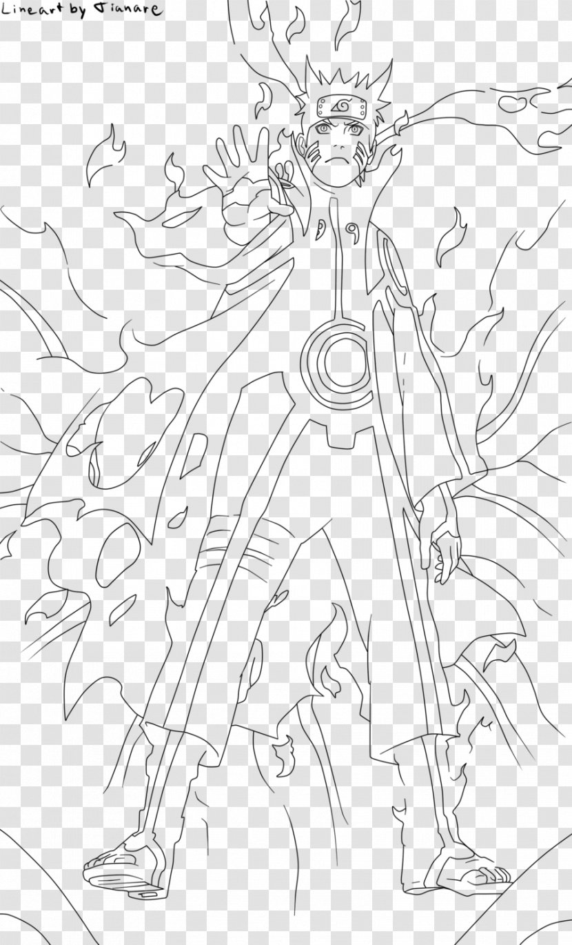 Kurama Line Art Black And White Tailed Beasts Coloring Book - Tree - Naruto Transparent PNG