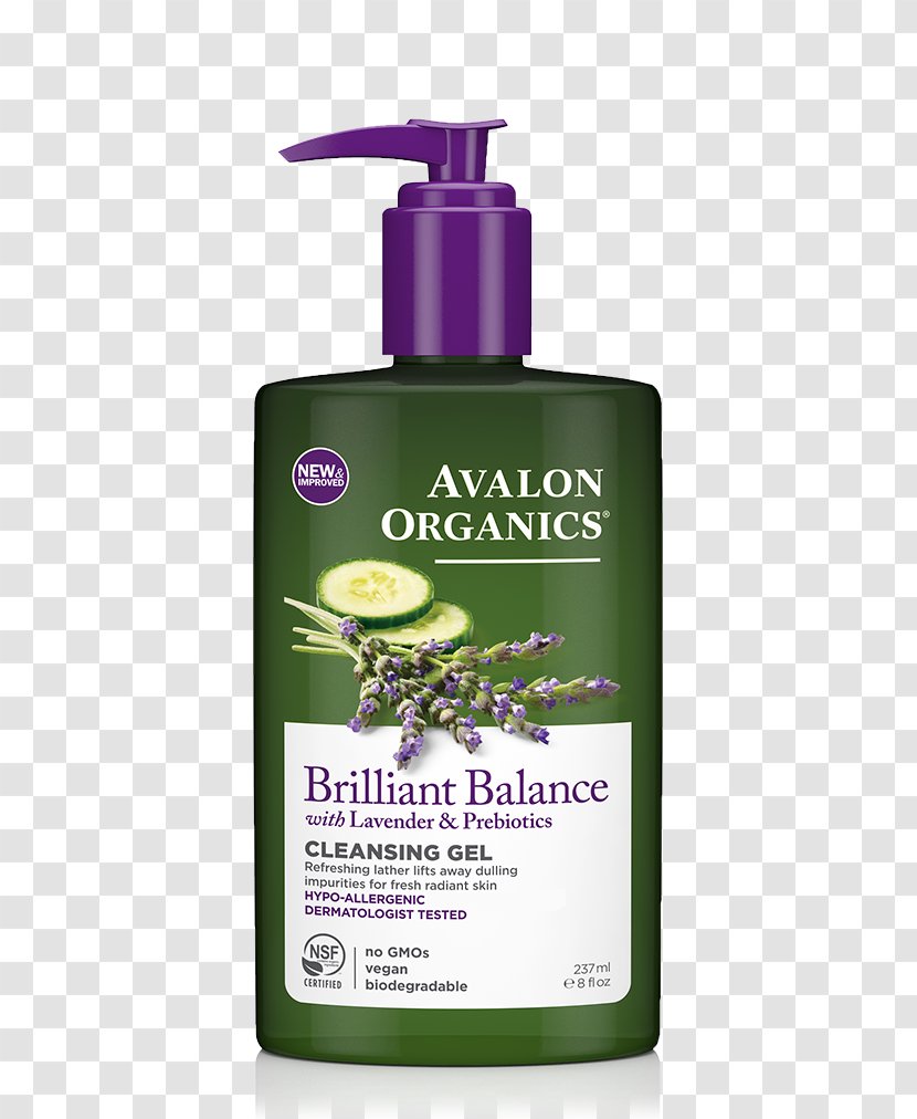 Cleanser Avalon Organics Lavender Luminosity FACIAL CLEASNING GEL Organic Food Lotion - Natural Skin Care - Cucumber Detox Transparent PNG