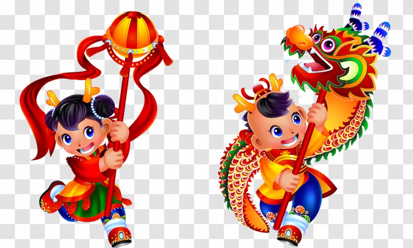 Chinese New Year Dragon Dance Lion Illustration - Clown - Element Transparent PNG