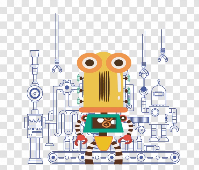 Robot Flat Design - Cartoon - Vector Cute Transparent PNG