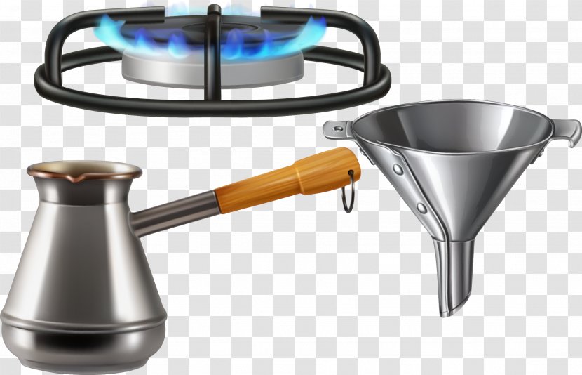 Gas Stove Kitchen Burner Natural - Metal Utensils Vector Water Scoop Funnel Transparent PNG