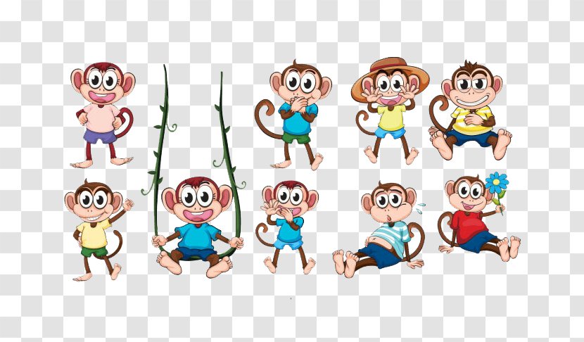 Ape Monkey Clip Art - Play - Vector Cartoon Transparent PNG