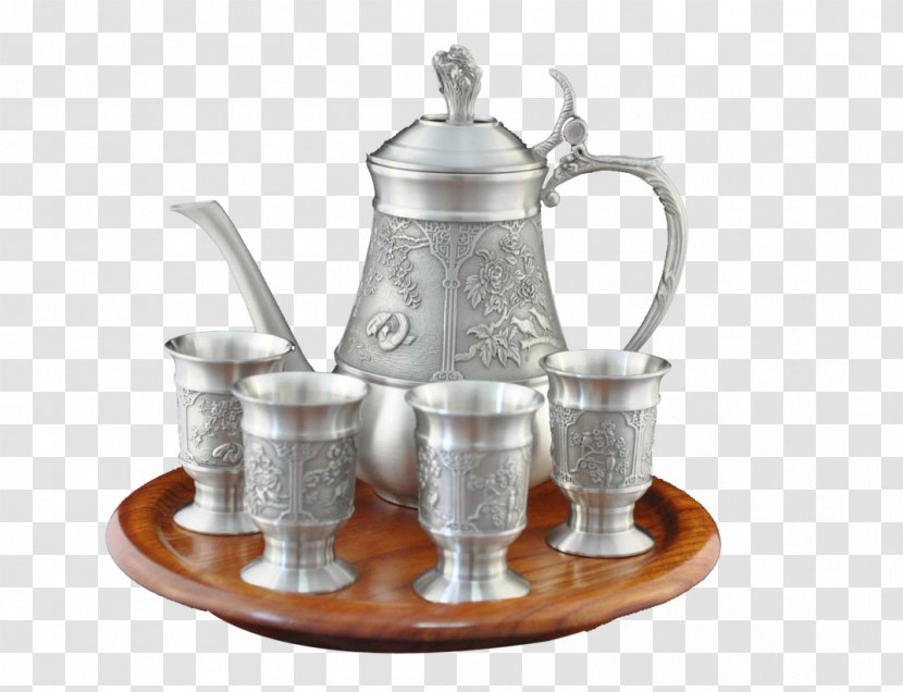 Jug Teapot Teaware Kettle - Teacup - Silver Tea Set Transparent PNG