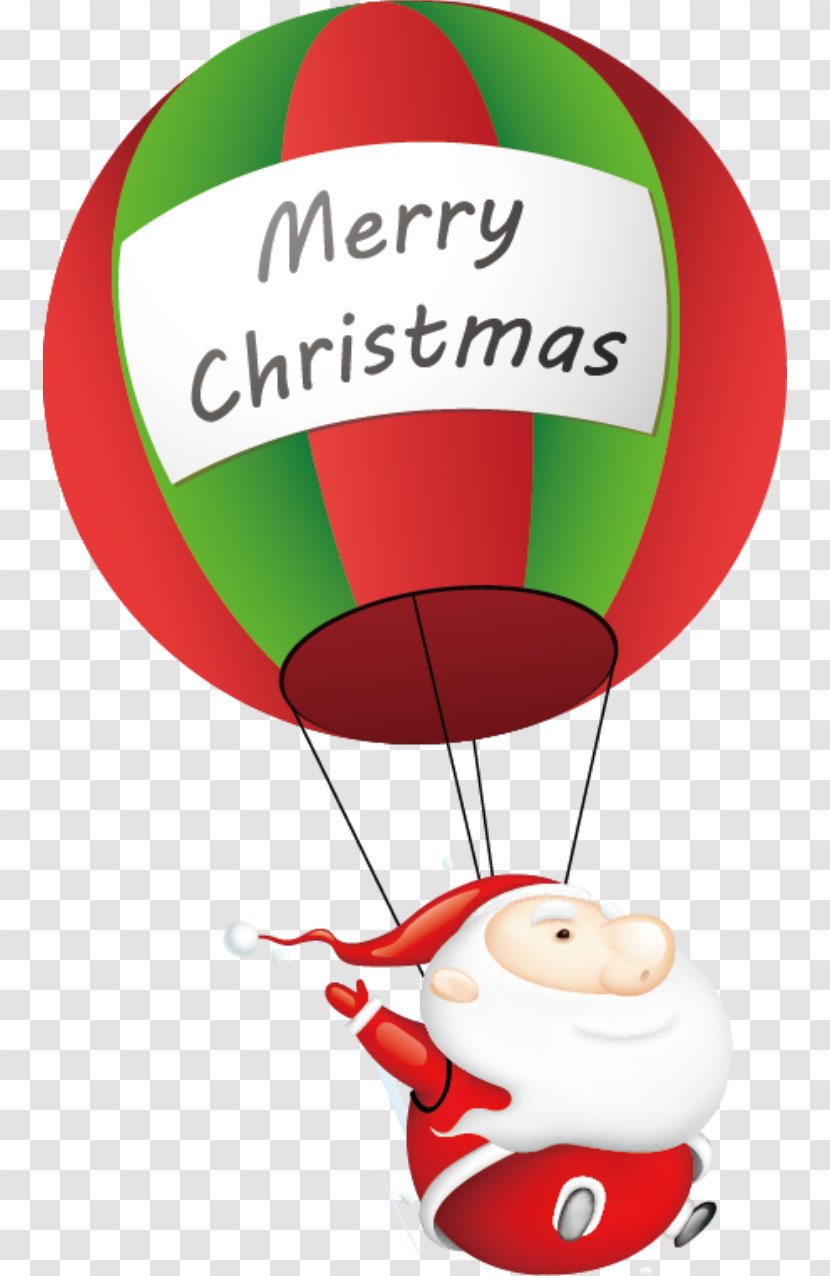 Santa Claus Flight Hot Air Balloon - Parachuting Transparent PNG