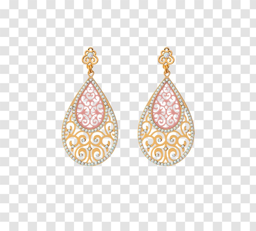 Earring Jewellery Gold Filigree - Flower - Crystal Earrings Transparent PNG