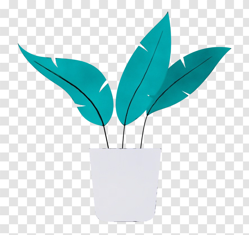 Leaf Flowerpot Turquoise Plant Biology Transparent PNG