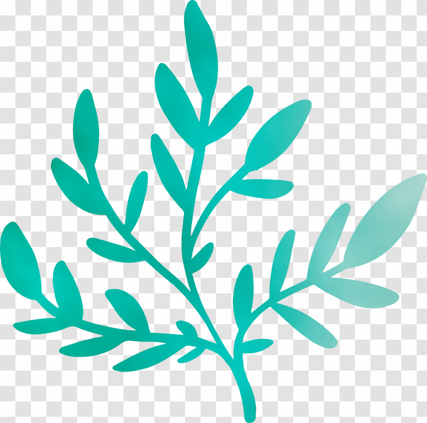 Branch Plant Stem Leaf Turquoise Lawn Transparent PNG