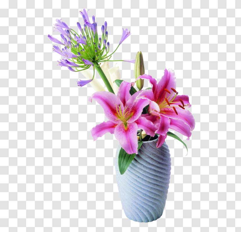 Floral Design Vase Cut Flowers Lilium - Flower Bouquet Transparent PNG