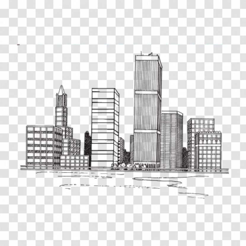 Drawing New York City Illustration Cityscape Sketch - Monochrome Transparent PNG