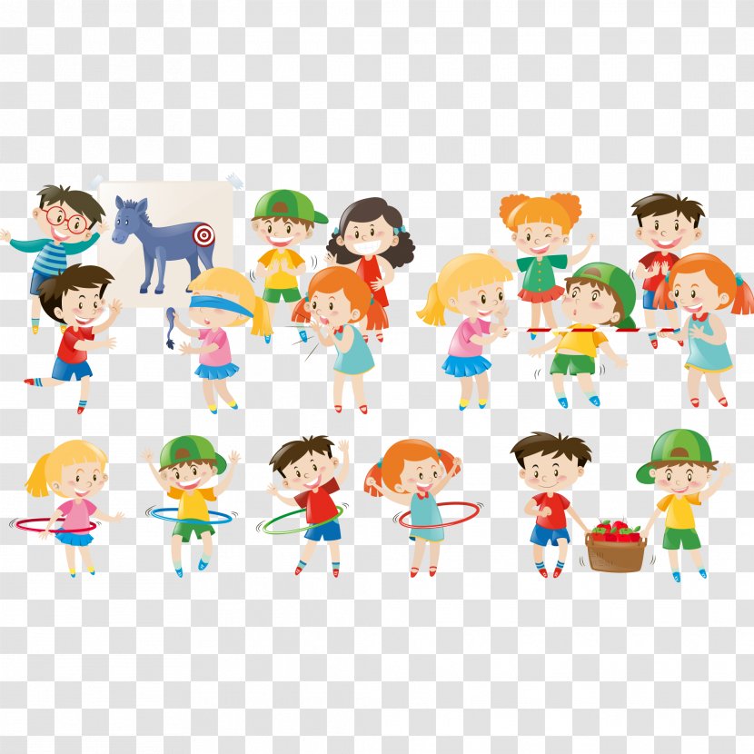 Drawing - Child - Vector Kids Play Different Games Transparent PNG
