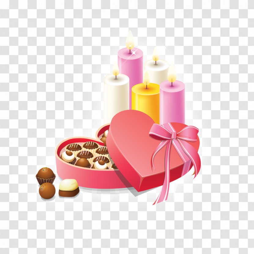 Chocolate Ice Cream Bar Valentines Day Heart - Heart-shaped Gift Box Candle Transparent PNG