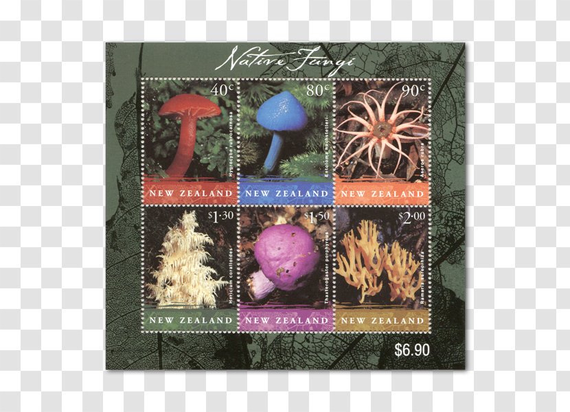 New Zealand Miniature Sheet Postage Stamps Mushroom Stamp Block - Collecting Transparent PNG