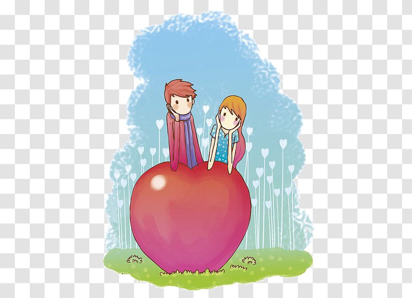 Cartoon Couple Love - Flower - Material Transparent PNG