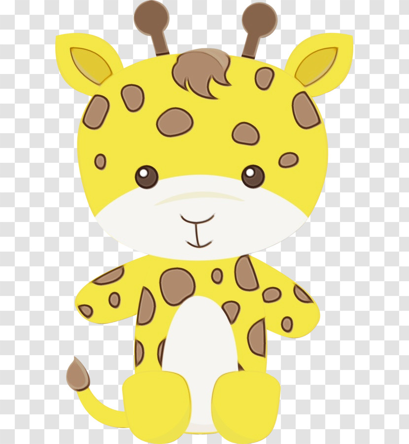 Giraffe Giraffidae Yellow Cartoon Smile Transparent PNG