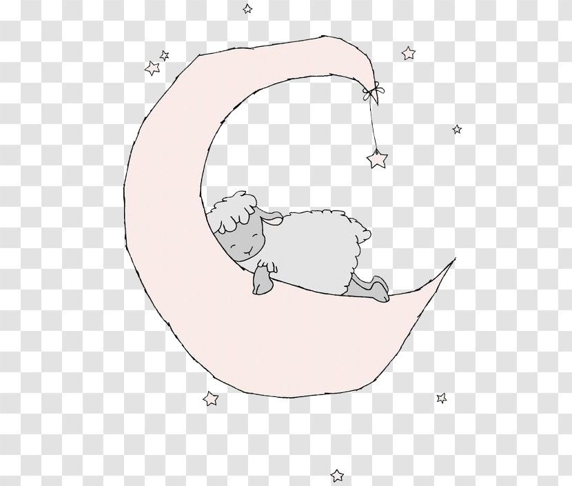Dream Sheep Sleep Unicorn - Cartoon - Sleeping On The Moon Transparent PNG