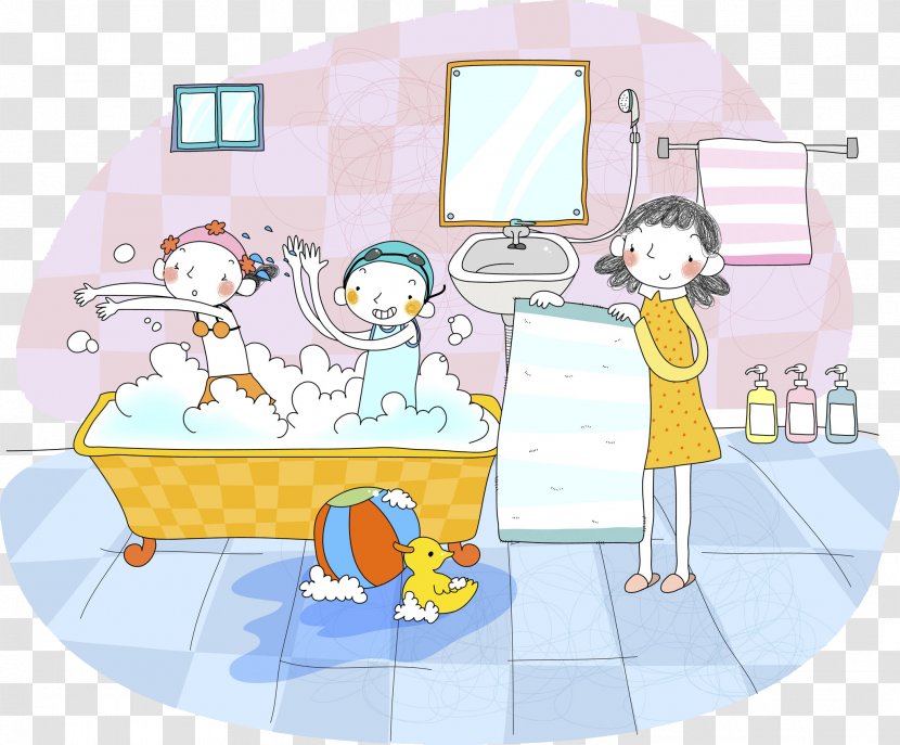Bathing Child Illustration - Silhouette - The Children In Bathtub Of Martial Arts Transparent PNG